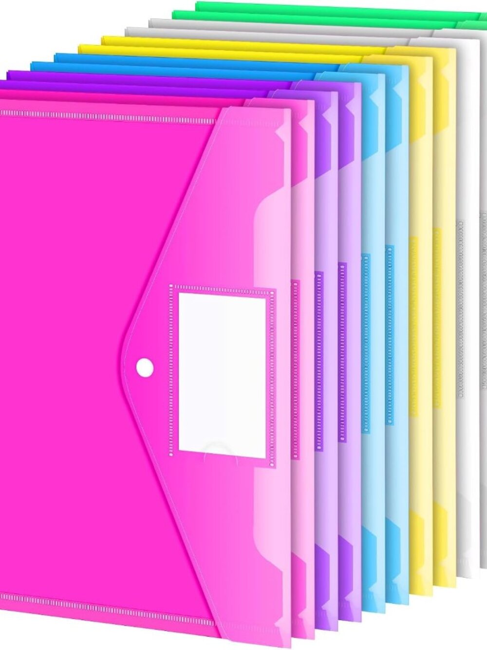 12 Pack Folders Plastic Envelopes with Snap Closure, Clear Plastic File Folder f